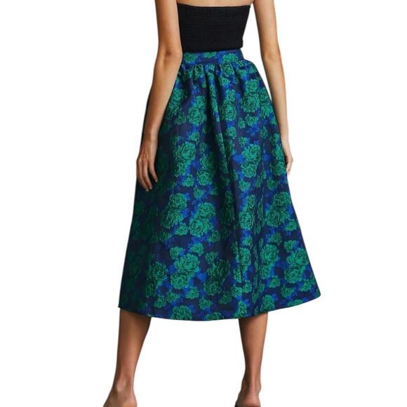 Anthropologie NEW Jacquard Midi Skirt Sunday in Brooklyn Size Small Spring Green - Picture 3 of 12
